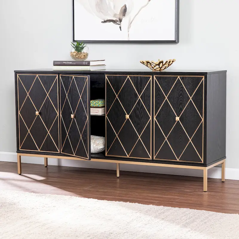 Maubert Contemporary Gold Detail Wood Cabinet