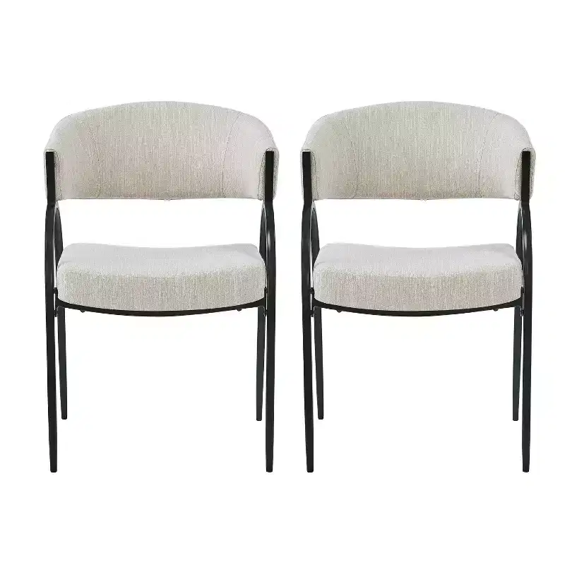 Christopher Knight Home Hayden Upholstered Armrest Dining Chairs with Metal Legs (Set of 2)