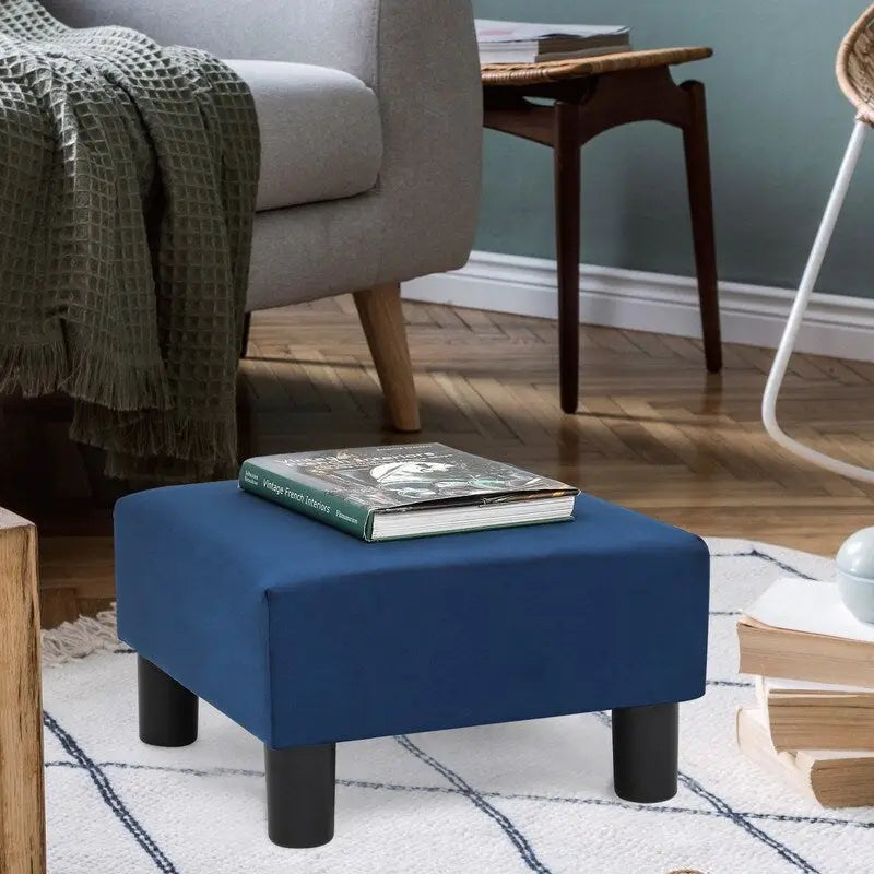 Small Square Footstool Ottoman Modern Fabric Footrest Stool