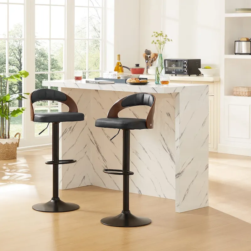 Javlergo Bar Stools Set of 2, Modern Adjustable Swivel Kitchen Bar Chair with Footrest