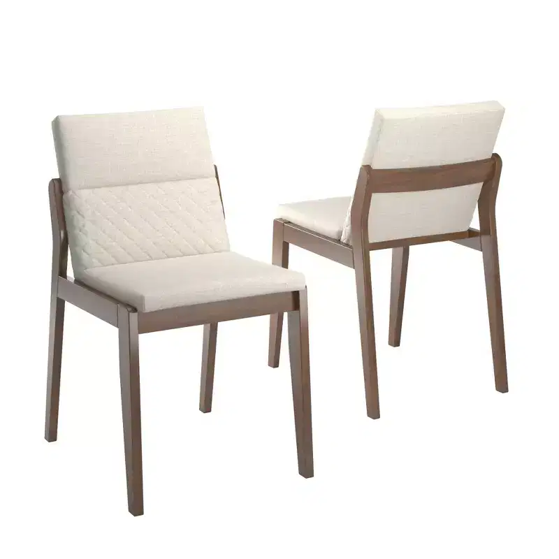 Kivik Beige Linen and Wood Dining Chairs (Set of 2) - iNSPIREQ