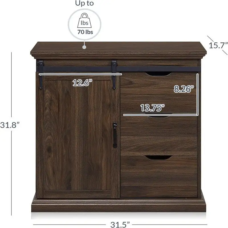 Sideboard Buffet Cabinet - 15.7D x 31.5W x 31.8H