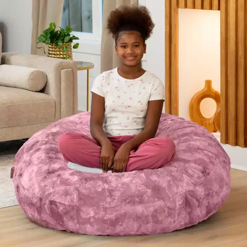 Raven-Symon Home Lil' Cuddler Cocoon Jr Kids Faux Fur Bean Bag Crash Pad & Lounger