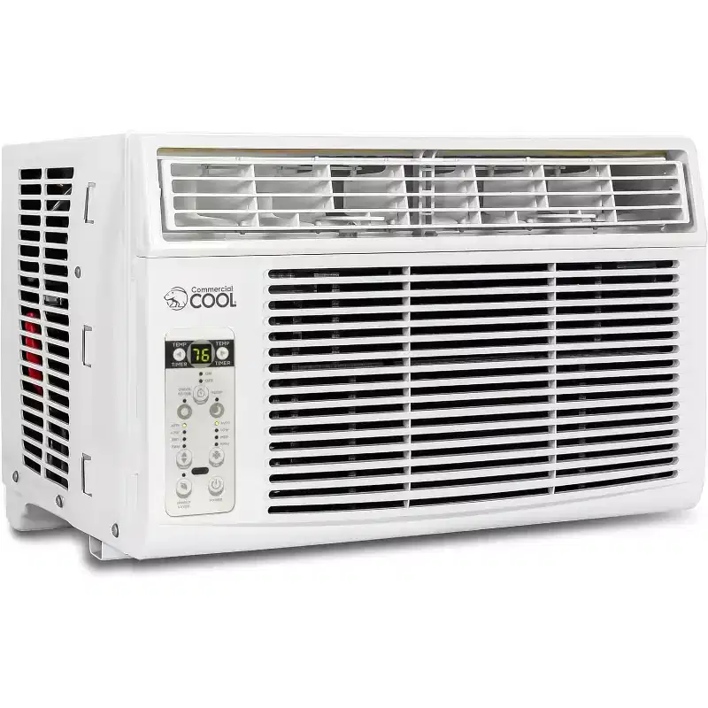 Commercial Cool Window Air Conditioner 8000 BTU, Cools Up to 350 Square Feet, AC Unit with Remote Control, 3 Cooling Speeds & Fan Only Function, White