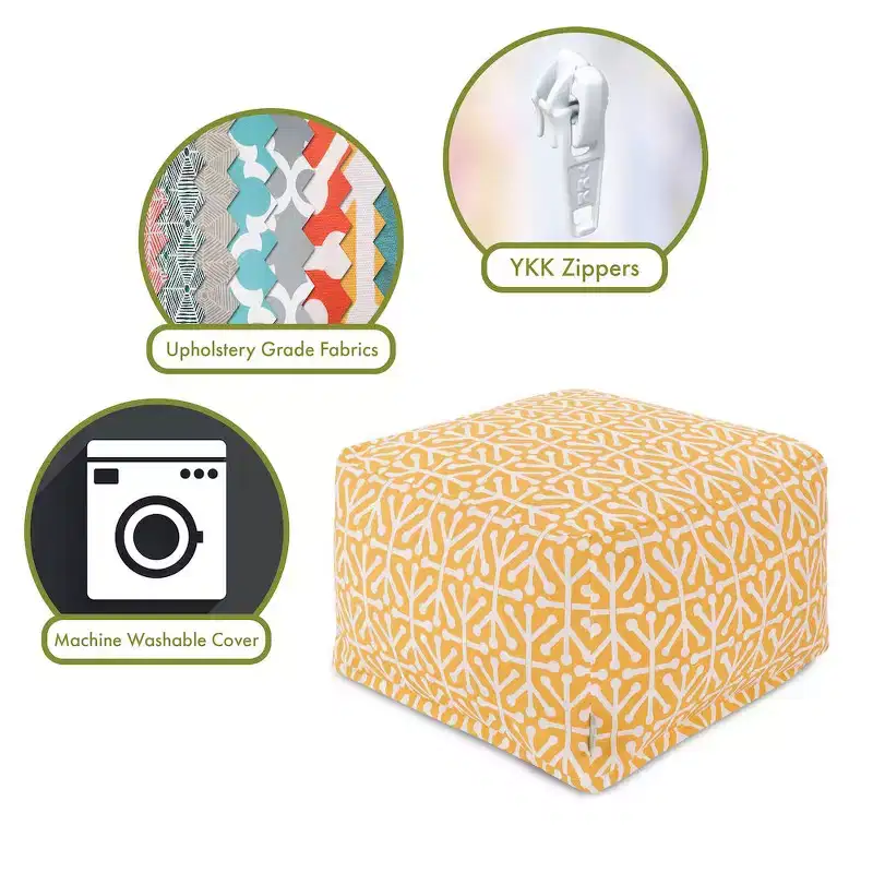 Ottoman Pouf, Rectangle Footrest and Extra Seating, Aruba Pattern