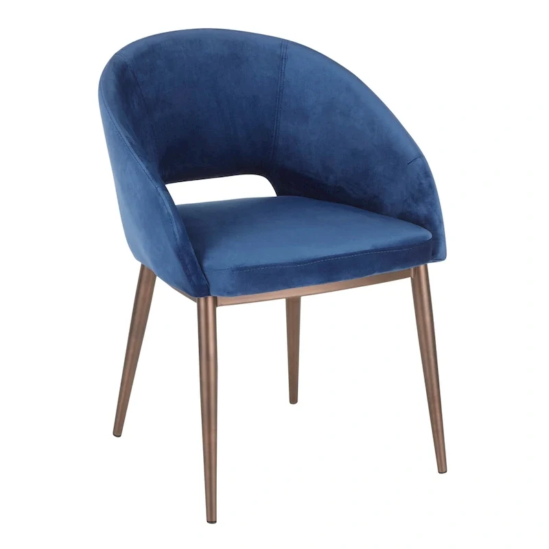 Upholstered Dining Chair with Copper Metal Legs