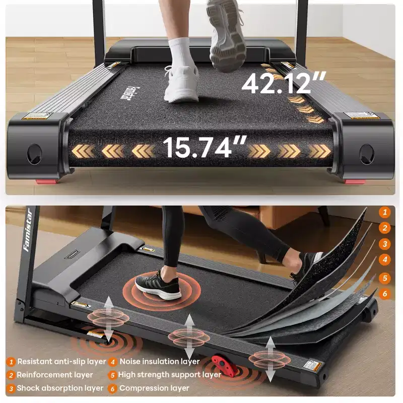 Treadmill 350LBS Capacity for Home, 3.1HP Folding Treadmill , Treadmill with 8% Incline, 7.5MPH, 71 Preset Programs, Shock Absorption