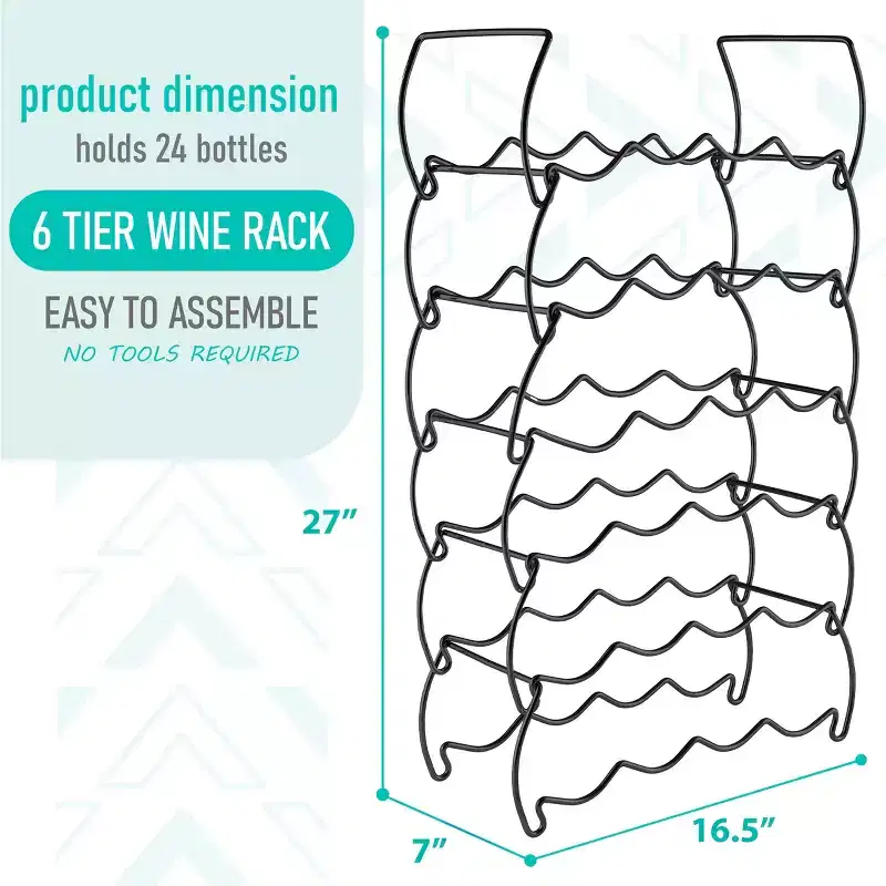 6-Tier Classic Style Stackable Wine Rack - Perfect for Bar, Wine Cellar, Basement, Cabinet, Pantry, etc - Hold 24 Bottles