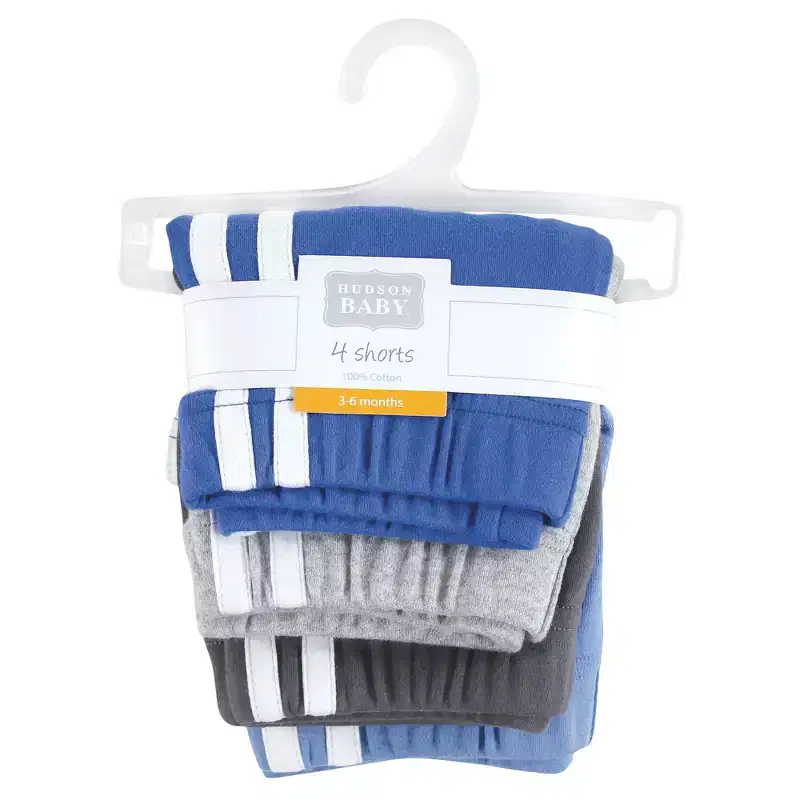 Hudson Baby Boy Shorts Bottoms 4-Pack, Blue