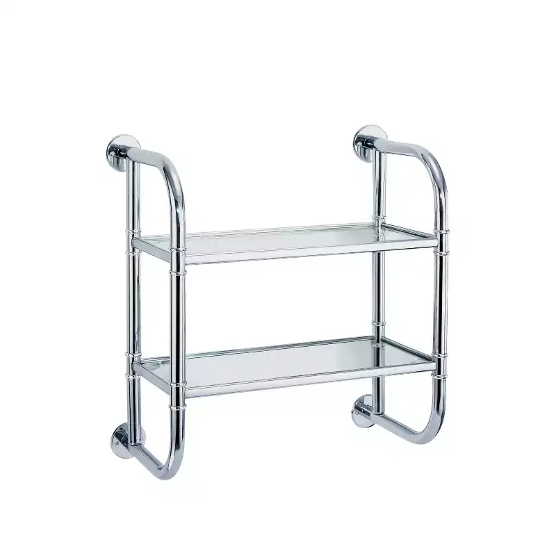 Organize It All Two Tier Bath Shelf Chrome : Microfiber, Machine Washable, Non-Slip Backing