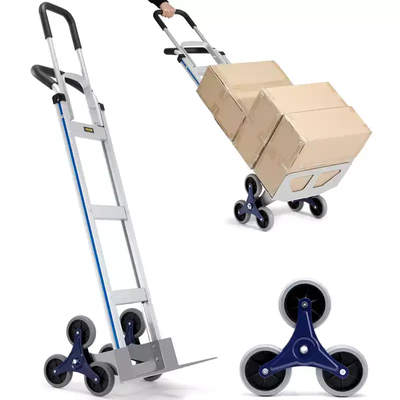 VEVOR Stair Climbing Cart, 550 lbs Load Capacity, Aluminum Hand Truck Dolly with Dual Handles, Integrated Frame & Nonslip Rubber Wheels
