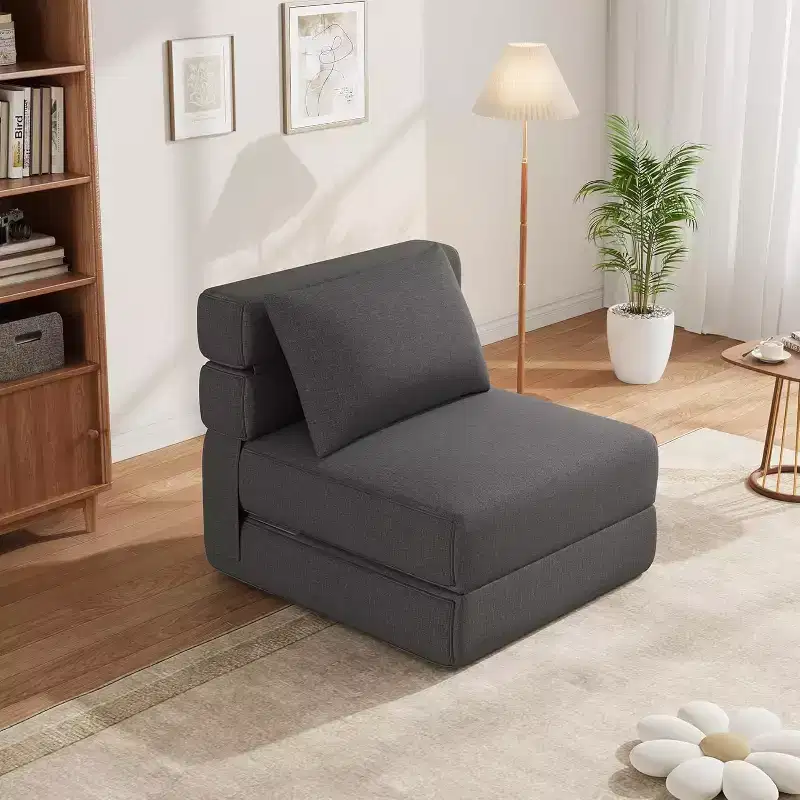 Modern Comfortable Folding Sofa Bed With Upgraded Pillow, Convertible Sleeper Chair, Foldable Memory Foam Sleeper Comfy Floor Sofa for Home, Office