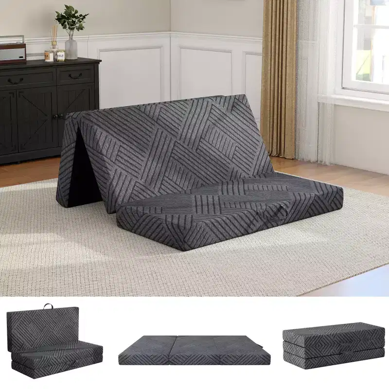 Dyonery 6 Trifold Mattress Foldable Memory Foam Folding Mattress with Storage Bag Portable Floor Bed for Guest Bed/Camping/Travel/Yoga