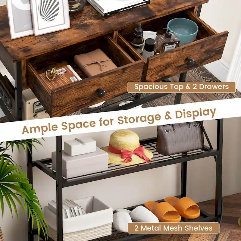 Costway Entryway Table with Charging Station Narrow Console Table with - See Details