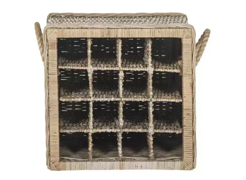 16-Bottle Rattan Wine Rack - Grey