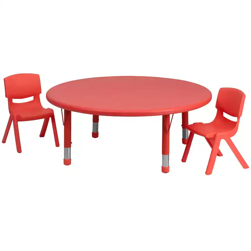 Flash Furniture 45 Round Plastic Height Adjustable Activity Table Set with 2 Chairs