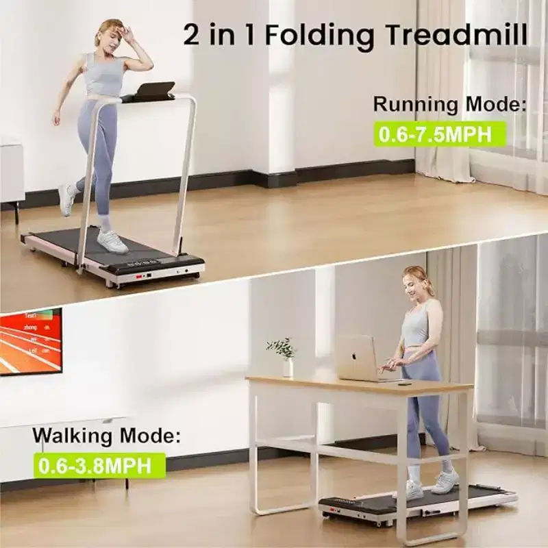 DeerRun A6 Plus 2026 Slim 2-in-1 Folding Treadmill with 5% Incline, Bluetooth & Remote Control, 300lbs