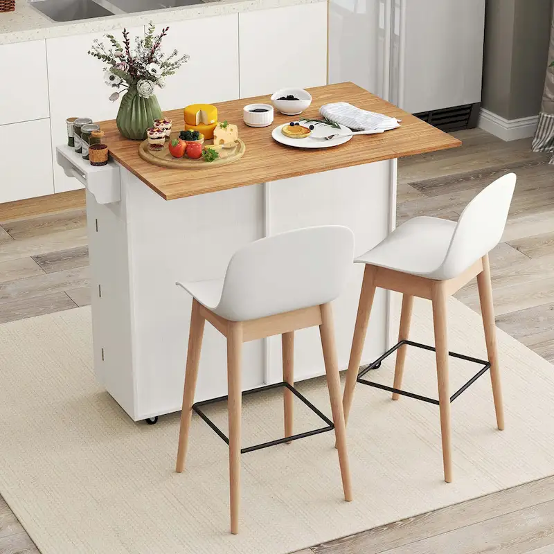 Rolling Kitchen Island Cart with Drop Leaf - See Details