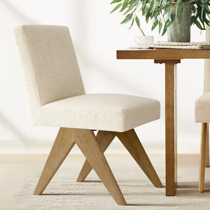 Linen Mid Century Modern Dining Chair