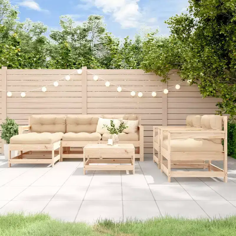 vidaXL Patio Lounge Set with Cushions Outdoor Furniture Set 7 Piece Solid Wood