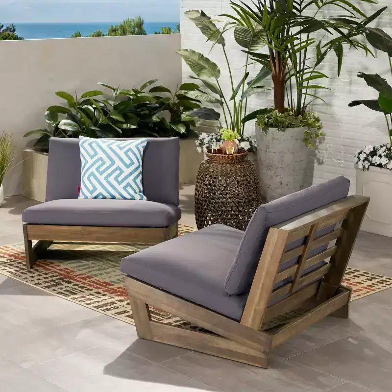 Christopher Knight Home Sherwood Outdoor Acacia Wood Club Chairs with Cushions (Set of 2)