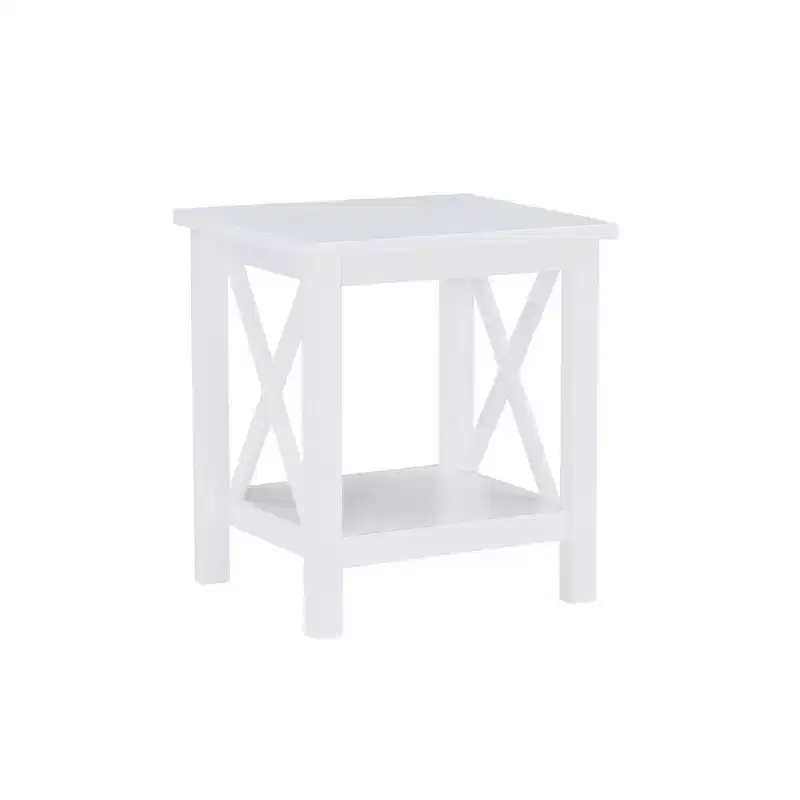 Solid Pine End Table with Lower Shelf, Black Finish, 20