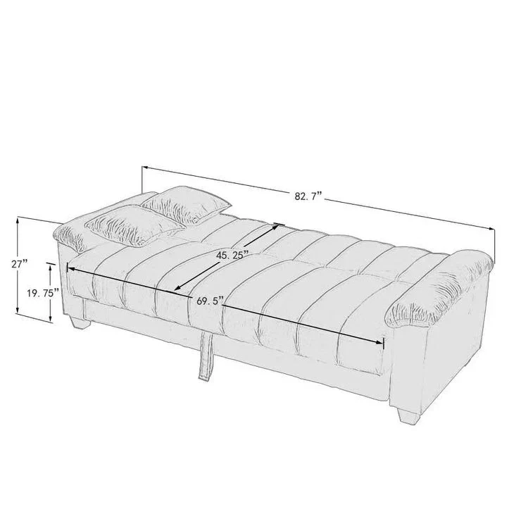 82.7 Velvet Storage Convertible Sofa Sleeper Couch with 2 Pillows