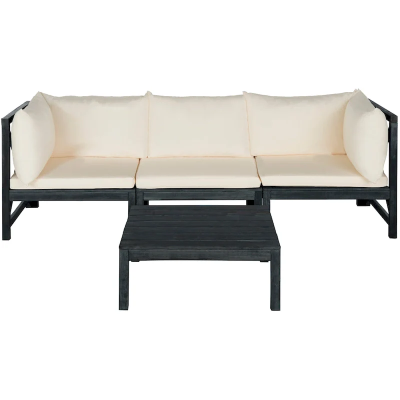 SAFAVIEH Outdoor Living Lynwood Dark Slate Grey/Taupe Sectional - 27W x 27D x 27H
