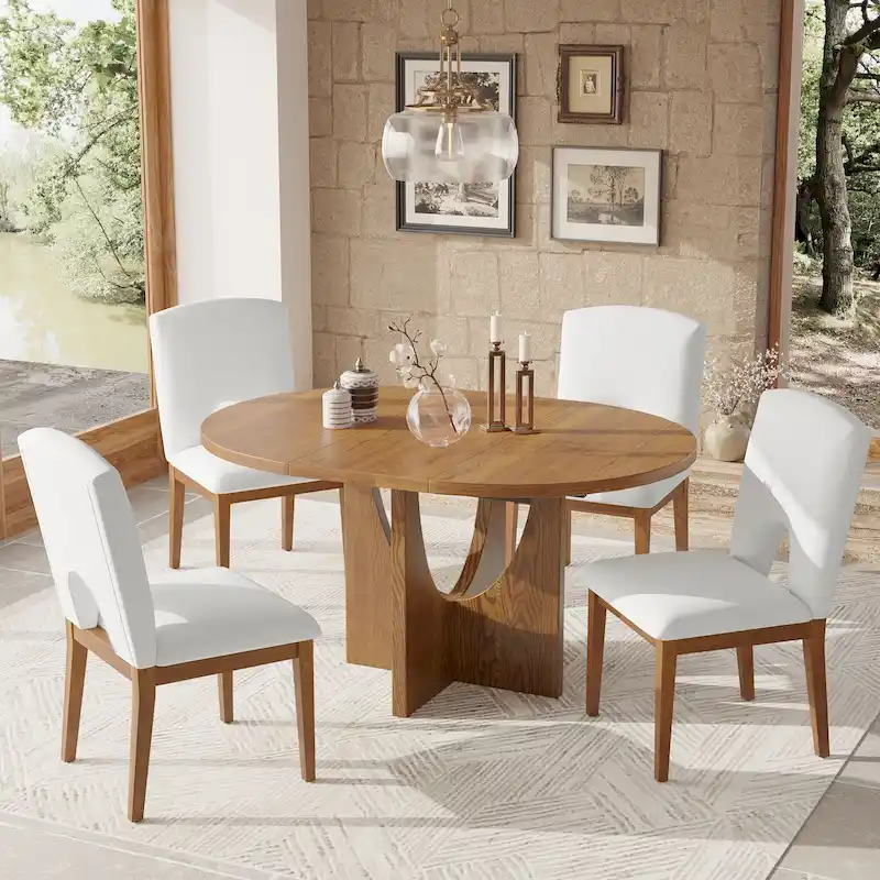 Walnut Extendable Dining Table Set for 4–6