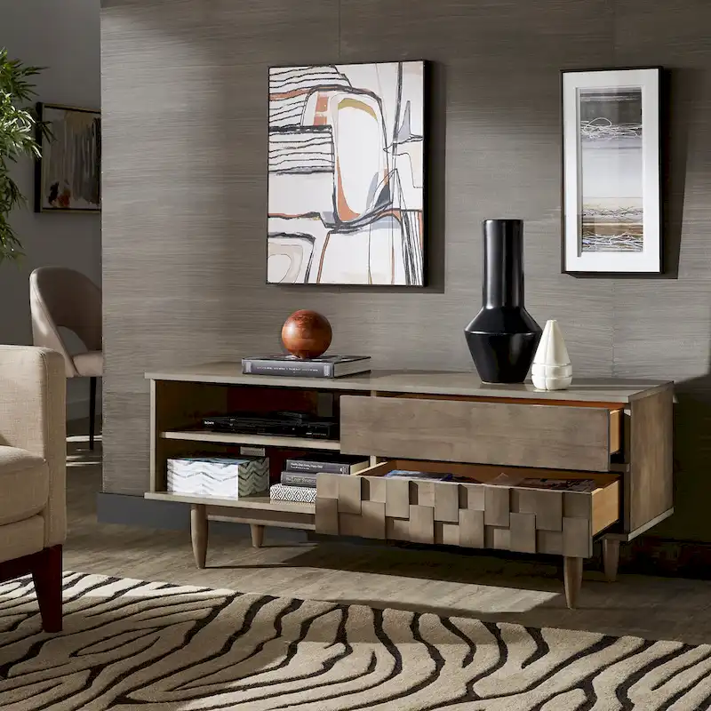 Kieran Mid-Century Wood 2-Drawer TV Stand by iNSPIRE Q Modern - 59-Inch