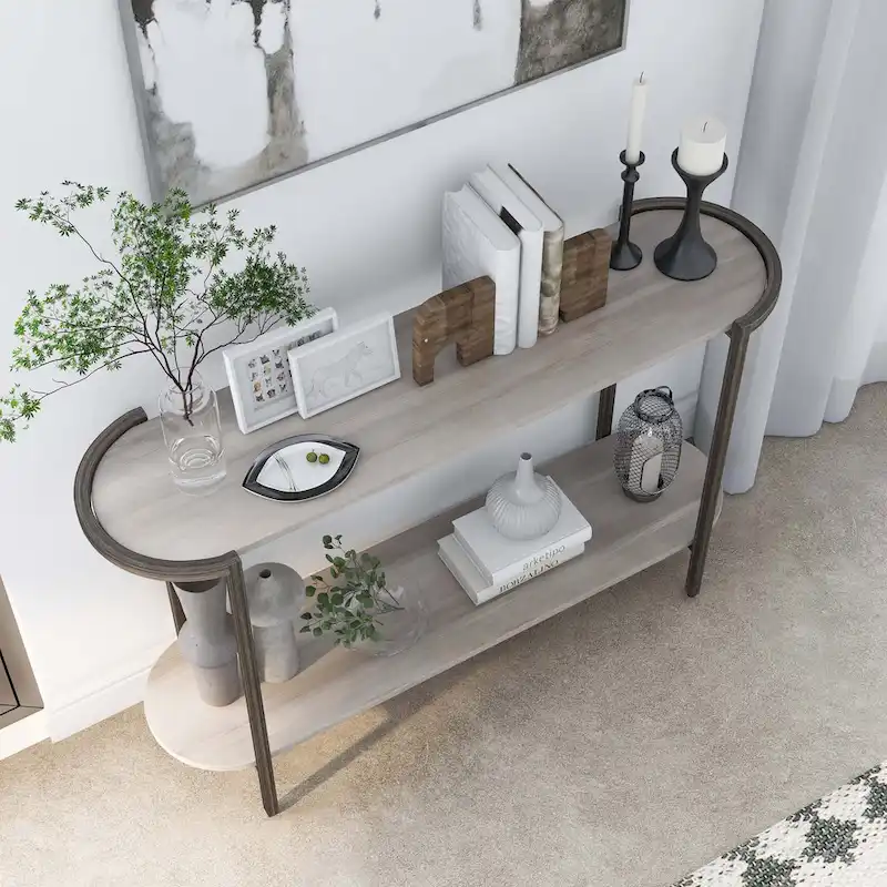 Urban Light Grey 49-inch Steel 1-Shelf Sofa Table