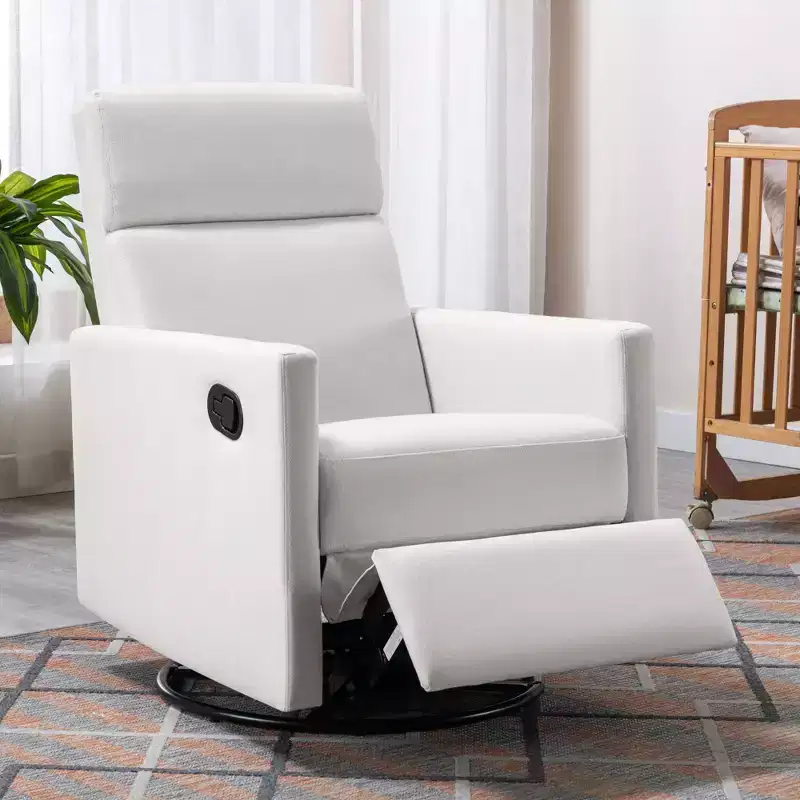 Modern Upholstered Glider Swivel Recliner Chair for Bedroom and Nursery