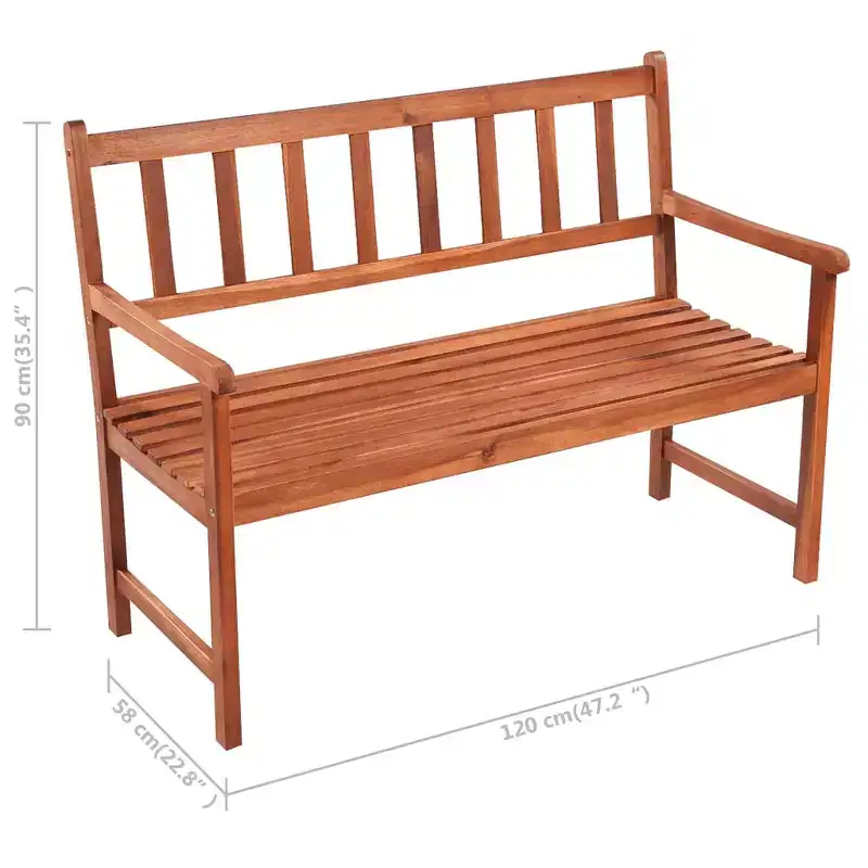Garden Bench Acacia Wood, Blue Cushion