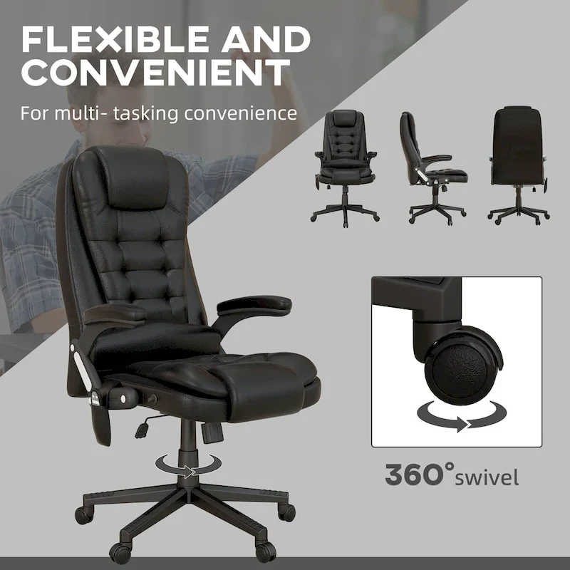 HOMCOM High Back Vibration Massage Office Chair with 6 Vibration Points, Beige