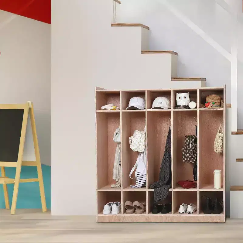 5-Section Coat Locker with Cubbies and Rolling Casters