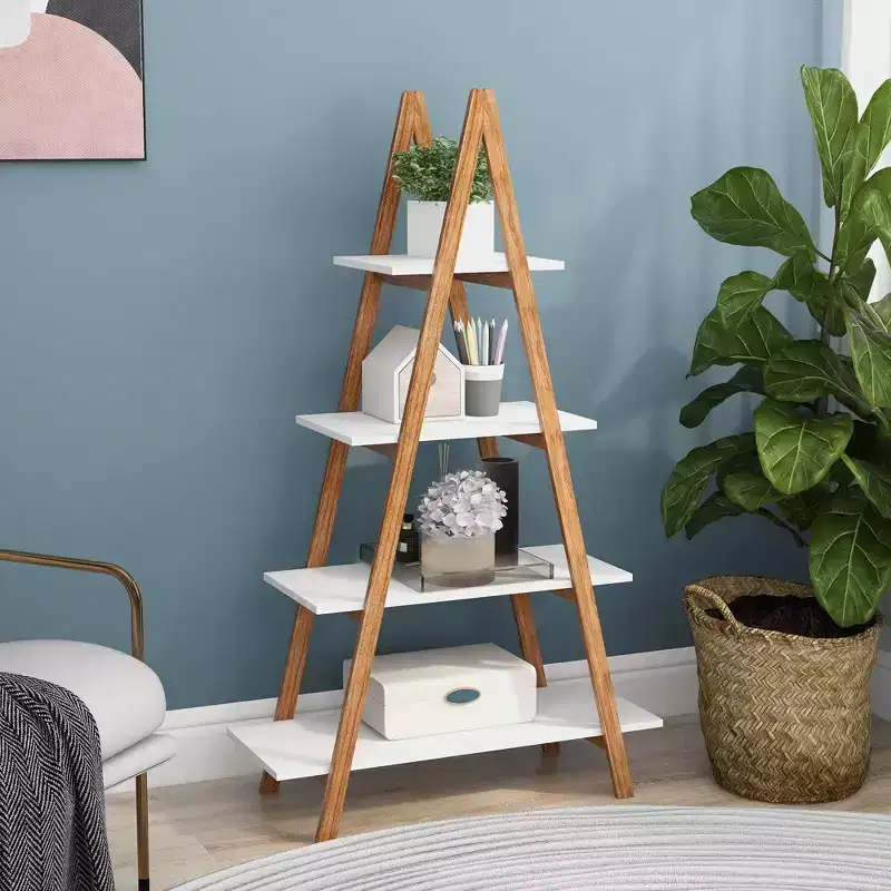 Bookshelf Wood a Shaped Frame Ladder Display Bookshelf Open Display Storage Ladder Shelf Plant Stand Storage Rack for Living Room
