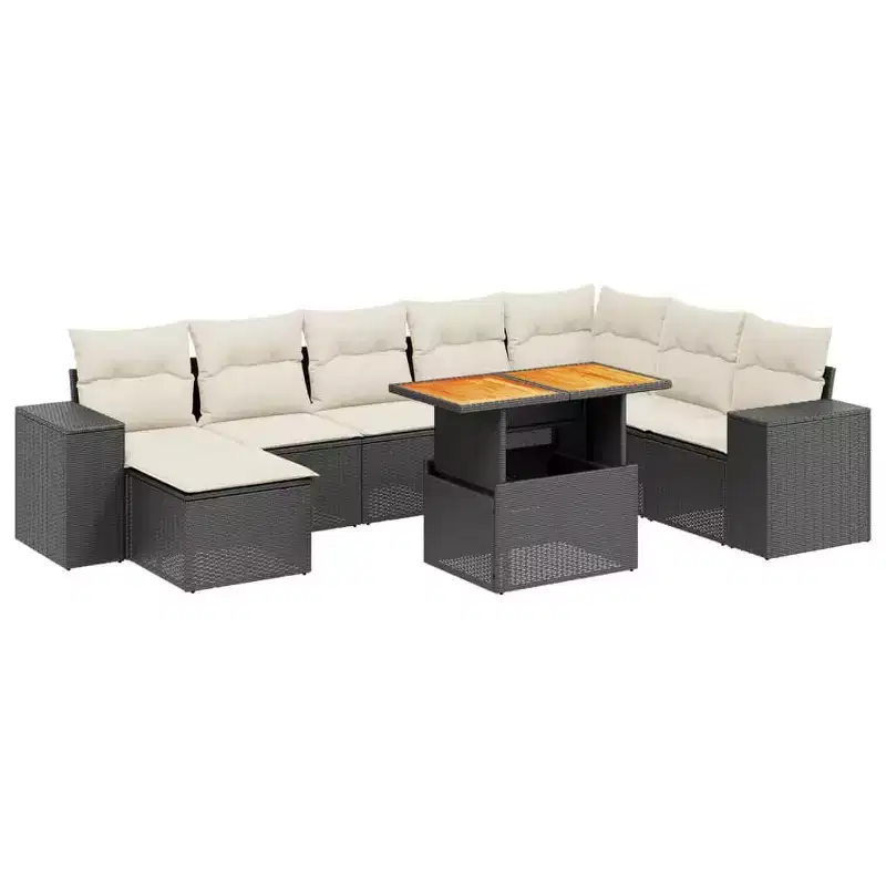 vidaXL Outdoor Sofa Set with Cushions and Storage