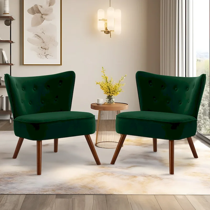 Tufted Velvet Accent Chair Upholstered Living Room Side Chair - 27.6 W x 28 D x 31.3 H