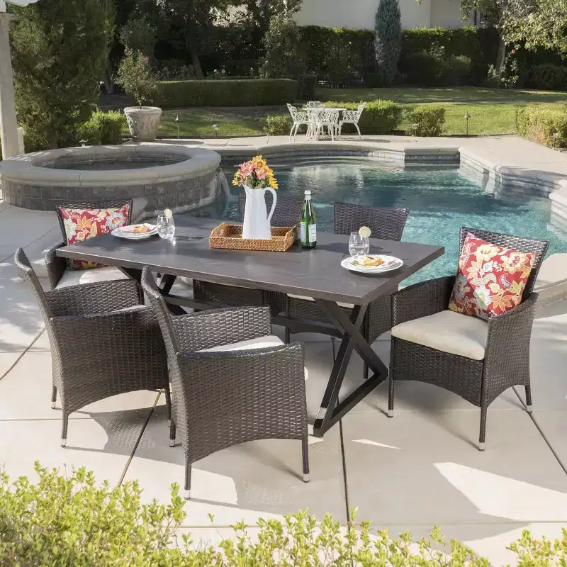 Christopher Knight Home Dion Outdoor Wicker and Aluminum 7 Piece Dining Set
