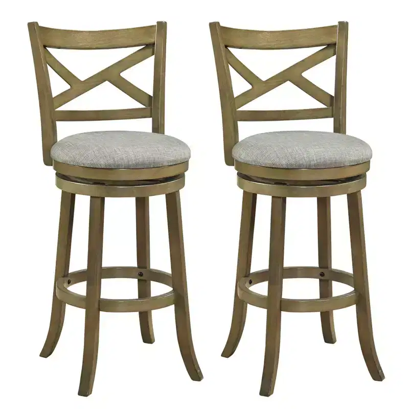 Costway Swivel Bar Stools Set of 2/4 Bar Height Chairs with Hollow Back Soft-padded Seat Grey