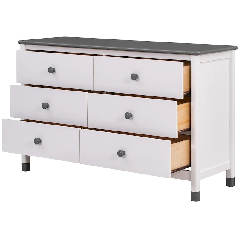 Wooden Storage Dresser with 6 Drawers