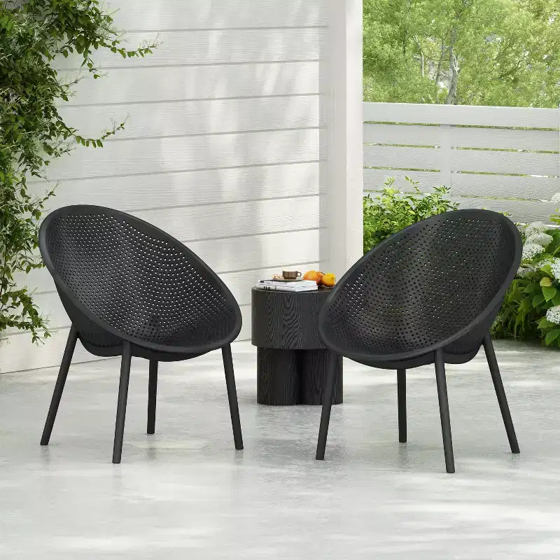 GDFStudio Harrah Outdoor Polypropylene Gable Accent Chair