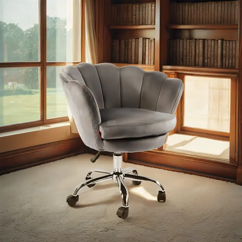 VANITII Accent Chair Swivel Vanity Chair Office Desk Chair With Wheels Modern Height Adjustable Pink/Grey/White