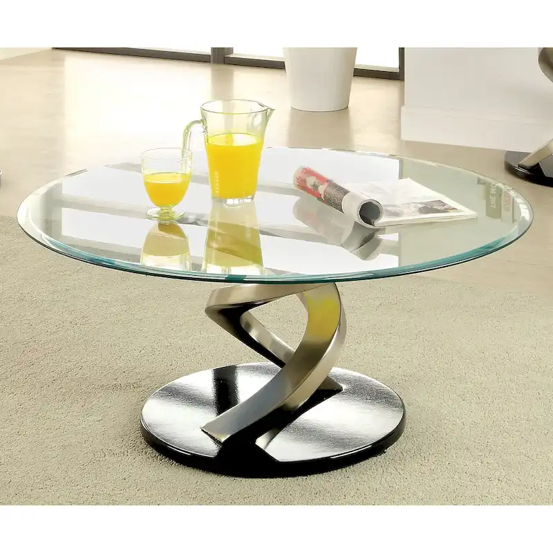 Contemporary Silver 38-inch Glass Coffee Table