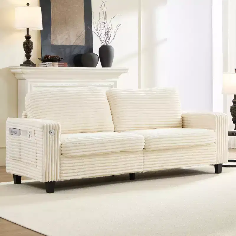 84 Oversized Loveseat Sofa Couch with USB&Type-C Charging Port, Compact 2-Seater Couch with Side Pocket,Ergonomic Design Soft Sofa