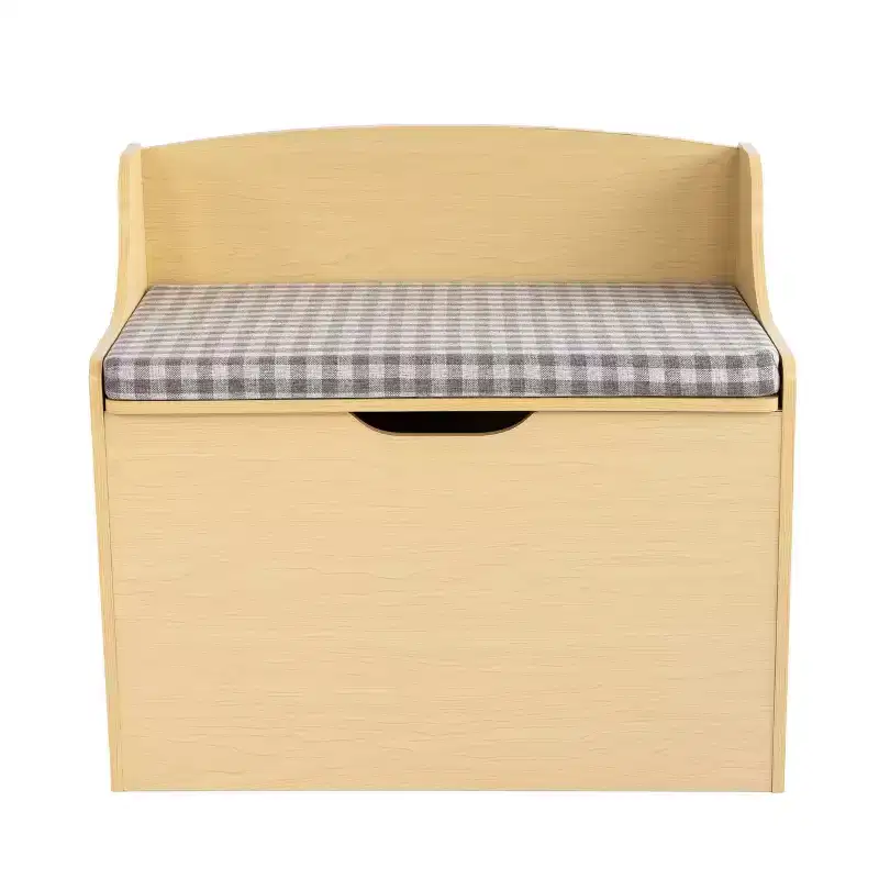 Kids' Hinged Toy Chest Wood: MDF Frame, Steel Hardware, Bin Shelves, 1 Drawer, 1 Shelf