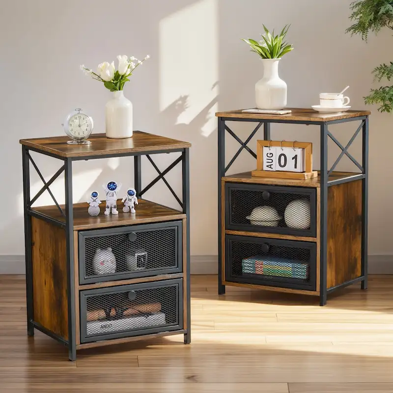 Taomika Modern Nightstands, Coffe Table, Coffe Table Sets, 5 Options, Brown