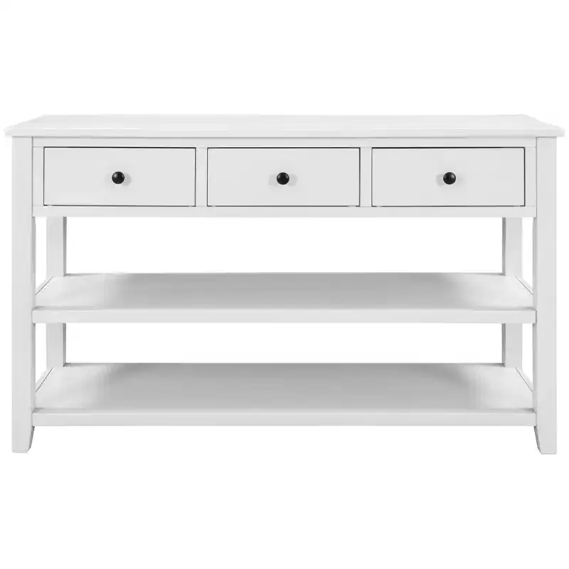 Whisen Modern Design Console Table with 3 Drawers and 2 Open Shelves