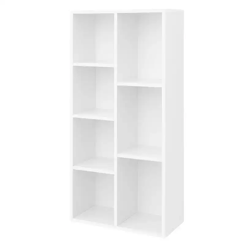 VASAGLE Bookcase, Bookshelf with 7 Compartments, Freestanding Shelves and Cube Organizer, White