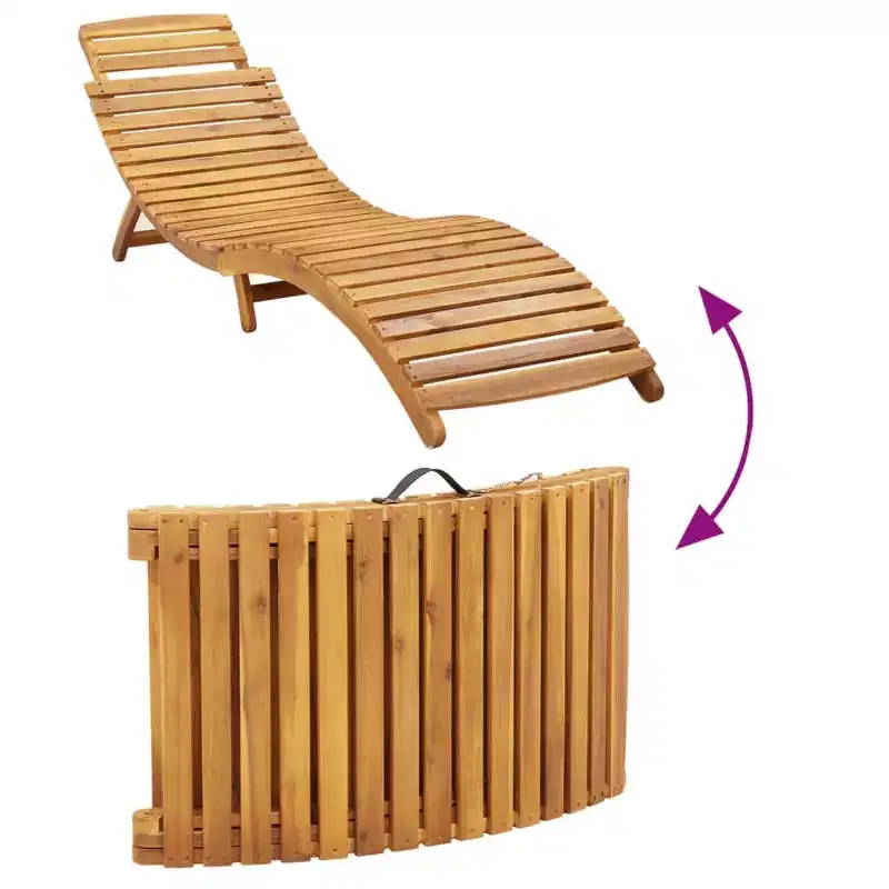 vidaXL Sunlounger Set of 2 Beige Solid Acacia wood Foldable Sunlounger